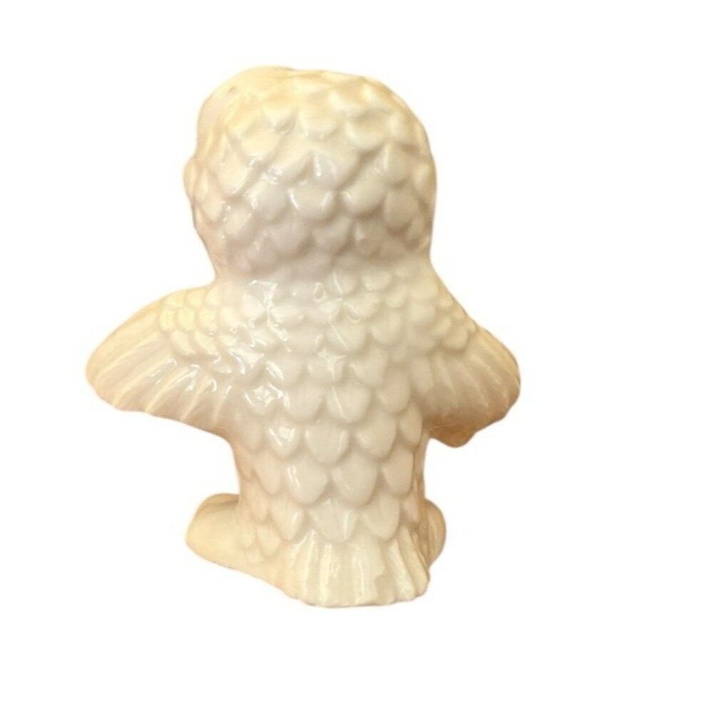 Small Vintage Owl Figurine Bone China Wise Teacher Holding Book A B Creme - Picture 4 of 6